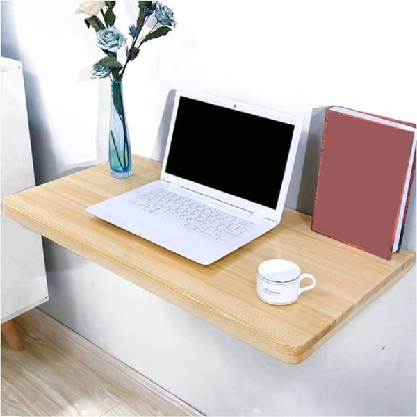 Zyfa Wall-Mounted Folding Table Made of Pine Wood Rounded Corners and Wall Dining Table Desk Multi-Purpose Breakfast Table Rounded Corners Computer Table