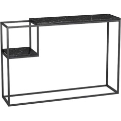 Leeberty Konsolentisch Marmor-Konsolentisch, Flurtisch, Wohnzimmer-Schlafzimmer-Schreibtisch mit Regal, Aufbewahrungsregal (Farbe: Weiß) (Schwarz)