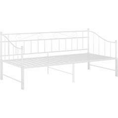 Tidyard Day Bed, Sofa Bed, Extendable Bed, Bed Frame, Sofa Bed, Guest Bed, Metal White, 90 x 200 cm