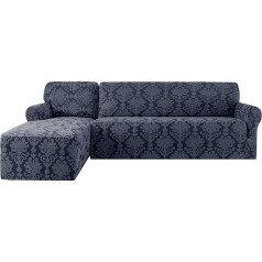 CHUN YI Floral Sofa Cover L Shape Jacquard Polyester Stretch Fabric Corner Sofa Cover