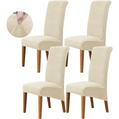 ‎Ruucy Ruucy Velvet Chair Covers, Set of 4, Stretch Chair Covers for Dining Room Chairs, Washable Armchair Cover, Universal Armchair Cover for Dining Room, Hotel, Banquet, Wedding, Party (Beige)