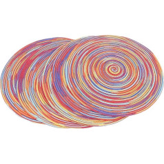 Hundnsney Braided 6 Round Table Mats for Kitchen Table Runner Heat Insulation Non-Slip Washable Placemats Set of 6