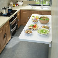 SLEEVE Folding Table, White Wall Desk, Folding Wall Table, Computer Workstation, Foldable Workbench, Breakfast Bar Table