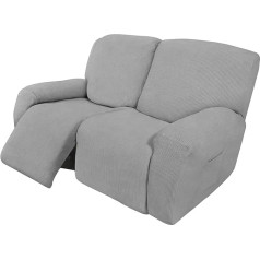 Lingky 6-Piece Recliner Sofa Stretch Sofa Slipcover Sofa Cover Furniture Protector Couch Soft with Elastic Base Kids, Spandex Jacquard Fabric (Light Grey)