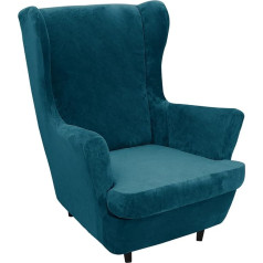 GYHH Pack of 2 Velvet Plush Stretch Armchair Cover Wing Chair Protective Cover Wing Chair Cover Furniture Covers for Armchairs Living Room (Deep Teal)