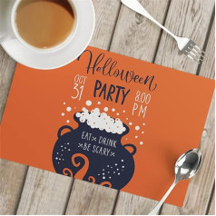 Dotbuy-Shop Halloween Tischsets Abwischbar 4er Set Modern, rutschfest Abwaschbar Abgrifffeste Hitzebeständig Platzdeckchen für Zuhause Speisetisch Matte (Suppe,4pc)