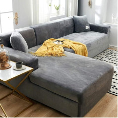 ‎Dulplay DULPLAY Stretch Sofa Slipcover for Living Room, Washable Sustainable Sectional Couch Covers Furniture Covers, Velvet L-Form Sofa Cover