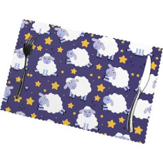 Mqgmz Tischsets 6er Set Schafdruck Hitzebeständig Waschbar Küche Wärme Esszimmer Home Küche Tischdekoration