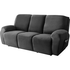 NOPEXTO Recliner Chair Cover for 1, 2, 3 Seats, Velvet Stretch Sofa Cover, Stretch Recliner Chair Loveseat Protective Cover, Furniture Cover (3-Seater, Black)