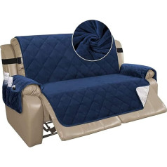 Shuojia Quilted Sofa Cover, Reversible Furniture Protection with Elastic Band, Chair Covers, for Living Room, Armchair, Protective Covers, Furniture Protector for Sofas (Navy Blue, XL Sofa (78 inches))