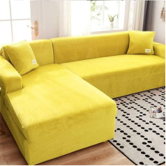 ‎Sjh Luxury Sofa Cover Velvet Plush Stretch Corner Sofa Cover Pure Color Couch Slipcover Thick Elastic Sofa Protector for L Shape