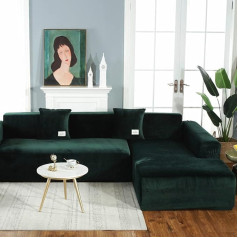 ‎Jia Cool jia cool Sofa Cover 4 Seats Sectional Couch Covers 1 Piece L Shaped Sofa Cover Furniture Protector Stretch Couch Slipcover Dark Green