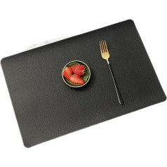 Blemo Faux Leather Placemats, Set of 1/4/6, Heat Resistant, for Indoor Dining Table, Easy to Clean, Non-Slip Kitchen Mat (Color : YB Black, Size : 45x30cm 4pcs)