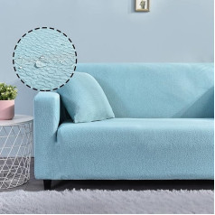 Treer Sofa Cover Waterproof 1 2 3 4 Seater Solid Colour Sofa Cover Elastic Universal Protective Cover Sofa Stretch Non-Slip Sofa Covers Spandex Sofa Protector Sofa Cover (Light Blue, 2-Seater)