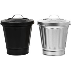 Jojofuny Mini Desk Trash Can Mini Trash Can with Metal Lid Waste Bin for Home Office Pencils Organizer Container