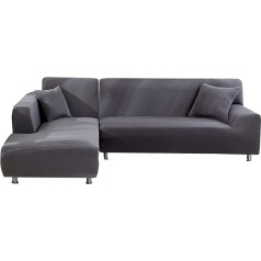 ‎Jian Ya Na JIAN YA NA Sofa Cover Stretch Corner Sofa Cover Polyester Stretch L Shape Sofa Cover + 2 Pillow Cases (Grey, 2 Seater+3 Seater)