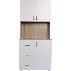 Hti-Line Kitchen Buffet Blanca Kitchen Cabinet Tall Cabinet Sonoma White