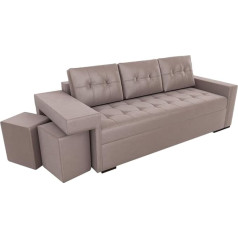 Bromarkt Torsa Sofa Bed with Sleep Function and Bed Box and Two Stools, Sofa Bed, Couch Set, Couch Set, Bed (Left, H 85 x D 99 x W 260 cm, Kronos 27 Light Pink)