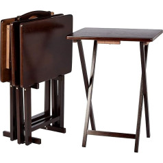Amazon Basics Set of 4 Folding Wooden Side Tables with Brackets Espresso Brown