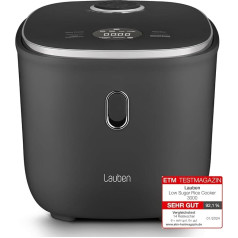 Lauben Low Sugar Rice Cooker with Low Sugar Function, 3 L Volume, 6 Modes, Delayed Start, Keep Warm, Non-Stick Ceramic Surface, Dishwasher Safe, Cookbook, Overflow Protection (Anthracite)