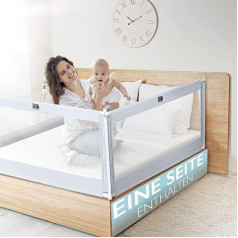 Kids Supply Bed Rail [150 x 80 cm] - Extremely Safe and Height-Adjustable Bed Safety Gate [70 - 90 cm] - Fall Protection Bed for Children's Bed and Parent's Bed