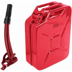 ASC - 20L Red Canister with Red Metal Spout - for Fuel, Petrol, Diesel - Heavy Duty Metal with Triple Handle and Sealing Seal - 20 Litres