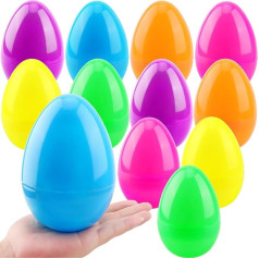 Haconba Jumbo Easter Eggs Fillable Giant Bright Plastic Easter Eggs for Easter Decoration Egg Hunt Theme Party Supplies 6 Colors