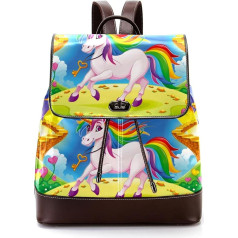 Bunte Einhorn Regenbogen Blumen Sterne Planet personalisierte Schultaschen Büchertaschen für Teenager, Mehrfarbig, 27x12.3x32cm, Rucksack Rucksäcke