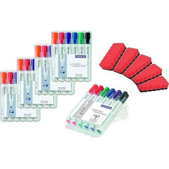 Staedtler Lumocolor Whiteboard Marker 351 B WP6 Board Marker in Staedtler Box with 6 Colors (5, Pen + Neodymlöscher)