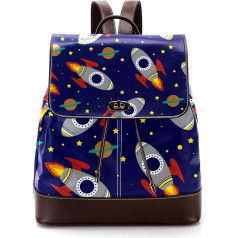 Rocket Cartoon Planet Weltraum Nacht personalisierte Schultaschen Büchertaschen für Teenager, Mehrfarbig, 27x12.3x32cm, Rucksack Rucksäcke