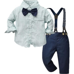 Formal Baby Clothing for Children's Suit Boy's Long-Sleeved Bow Tie Cotton Cardigan Suspenders Gentleman's Suit 3-Piece Set