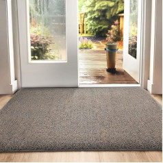 DEXI Dirt Trapper Mat, Non-Slip Doormat for Indoor and Outdoor Use, Washable Entrance Rug, Absorbent Door Mat, 80 x 120 cm, Brown/Blue