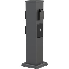 ledscom.de Polly Garden Socket Column for Outdoor Use, IP44, Smart Home, WiFi, Alexa, 3-Way, Anthracite, Square, 38 cm