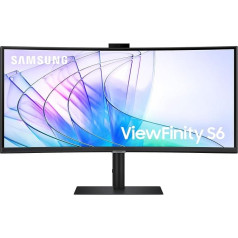 Samsung ViewFinity S65VC Curved High Resolution Monitor with Speakers and Webcam, 34 Inches, VA Panel, 3440 x 1440 Pixels, Refresh Rate 100 Hz, Response Time 5 ms, USB-C with 90 W Charging, Pivot