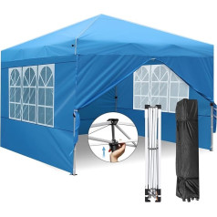 Zarfmiya 3 x 3 m Folding Gazebo Waterproof and Robust UV Protection 50+ Easy Assembly with Pop-Up Click System Versatile Outdoor/Party Tent with Roll Bag Sky Blue