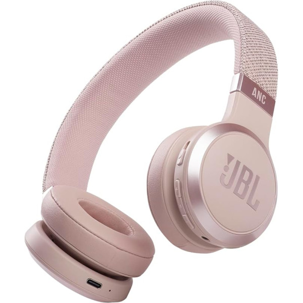 JBL Live 460NC Wireless On-Ear Bluetooth Headphones in Pink - With Noise Cancelling and Voice Assistant - For up to 50 Hours of Music Enjoyment