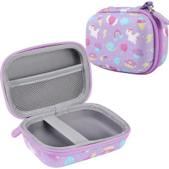 Leayjeen Compact Camera Bag for Children, Compatible with YunLone/Vannico/GlobalCrown/Gofunly/Voltenick, Birthday Gifts for Children (Bag Only) Purple, Purple Unicorn, Universal Travel Adapter, Purple