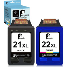 Penguin Remanufactured Ink Cartridge Replacement for HP 21XL 22XL 21 XL 22 XL (1 Black, 1 Colour) for use with Deskjet 3910 3920 PSC 1401 1402 OfficeJet 4315 5600 FAX 1250