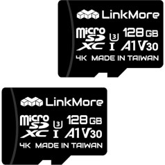 LinkMore 128 GB XV13 (Agon 2 Pack) Micro SDXC-Karte, A1, UHS-I, U3, V30, Class 10 kompatibel, Lesegeschwindigkeit bis zu 100 MB/s, Geschwindigkeit bis zu 40 MB/s, SD-Adapter im Lieferumfang enthalten