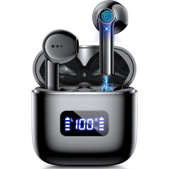 Eissix Kabellose Ohrhörer, Bluetooth 5.3 Kopfhörer In Ear mit Geräuschunterdrückung Mikrofon, 50H Spielzeit, LED-Display, Ladehülle, IPX5 Wasserdichte Kabellose Kopfhörer mit tiefem Bass Stereo-Sound