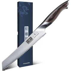 HOSHANHO Bread Knife, 20 cm Razor Sharp Bread Knife with Serrated Edge Made of High-Carbon Stainless Steel, Professional Bread Knife for Bread, Bagels, Cakes