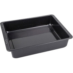 chg SET 350-56 XXL Enamel Roasting Dish Leakage Protection Thanks to Extra Deep Rims (7.0 cm), 6.5 Litres, Black Speckled
