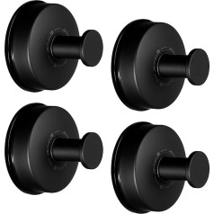 JOMOLA Pack of 4 Vacuum Suction Cup Hooks Bathroom Suction Cup Hooks Extra Strong Suction Hooks Stainless Steel Wall Hooks Towel Hooks No Drilling for Bathroom and Kitchen Black