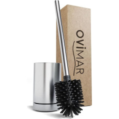 ovimar Tuno Toilet Brush Silver | Silicone Toilet Brush | Ventilation Function | Free Standing | Brush Head Changeable | Removable Drip Tray | Without Wall Mounting