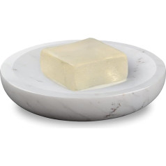 WORHE Marble Soap Dish, Oval Soap Holder, Scratch-Resistant Soap Dish, Suitable for Kitchen, Bathroom, Shower, Soap Holder, Sink, WhiteMarbleSoapDish (DL008