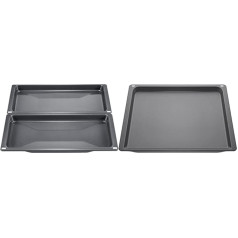 Bosch HEZ530000 Accessory for Ovens, 2 Universal Pans, Narrow Format, Grey & Universal Baking Tray/Enamelled, 37.5 x 45.5 x 3 cm (L x W x H), Robust Anthracite