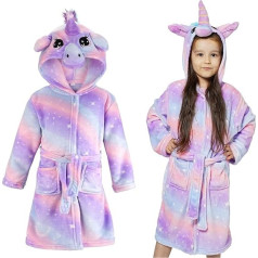 KAKU NANU Bathrobe Children's Girls Unicorn 4-11 Years Fluffy Warm Plush Bathrobe Cuddly Dressing Gown Children Gifts for Girls