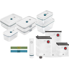 ZWILLING Fresh & Save Vakuum Starterset, Glas, 16-teilig, inkl. Dose, Pumpe und Beutel, La Mer