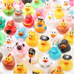 Dazarey Pack of 25 Rubber Bath Ducks, Colourful Rubber Duck Swimmers, Cute Rubber Ducks Children, 5 cm Bath Duck, Squeaky Duck Bath Toy for Baby Showers, Birthdays, Party Items, Beach and in the Pool
