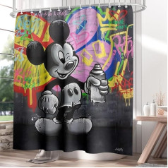 Fchen art Impression Sur Toile Portrait Abstract Mickey Mouse Quick-Dry Fabric Shower Curtain Graffiti Art Rustic Farmhouse Shower Curtain Bathroom Curtain with 12 Hooks